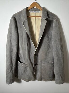 Frauenschuh Stanley Lambskin Jacket Mens Size 5 XL 44-46 Gray Suede Leather